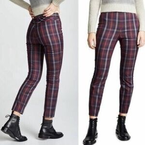 rag & bone Navy, Burgundy, and Gray Plaid Cropped Pants